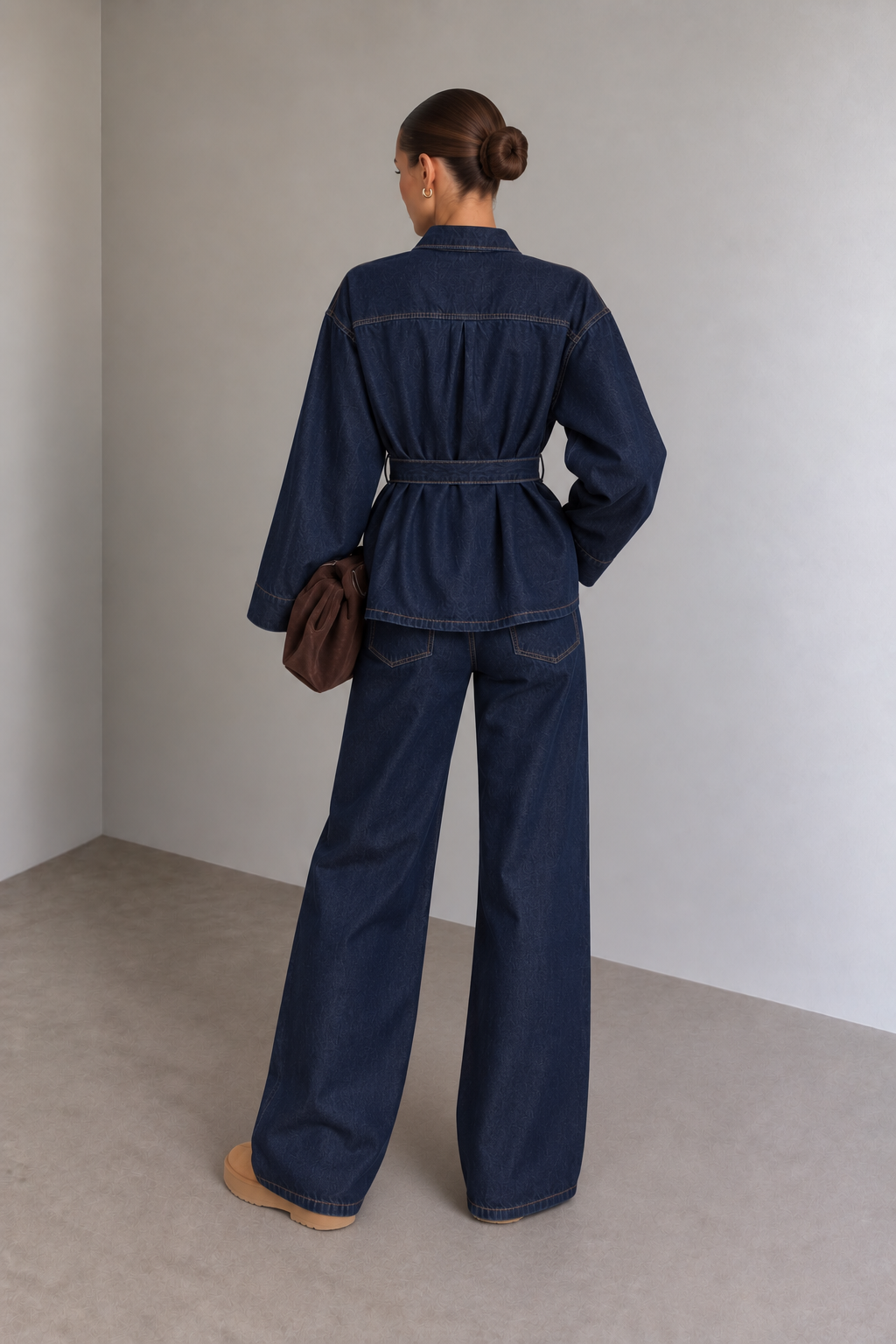 Dunkelblaues Denim Zweiteiler