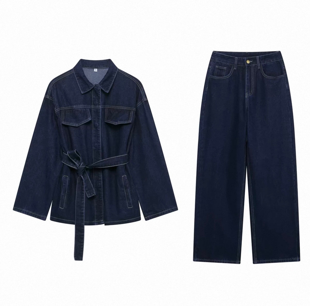 Dunkelblaues Denim Zweiteiler